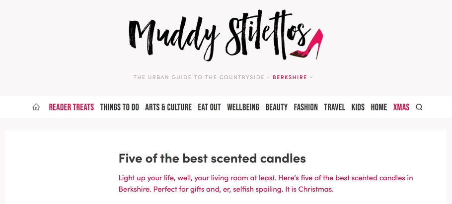 Muddy Stilettos Berkshire - Top 5 Scented Candles Dec 2019